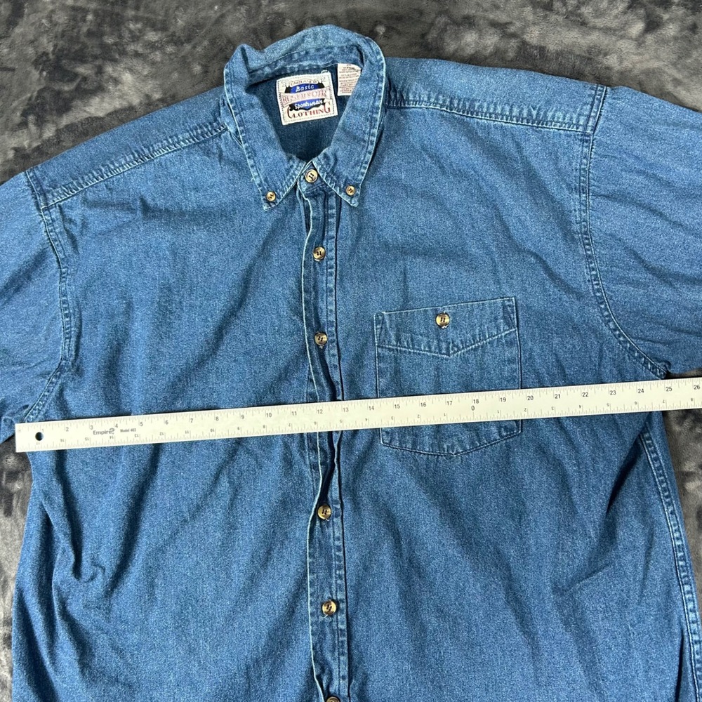 Unbiased Basic Denim Shirt Mens XXL Blue Long Sleeve Button Down Cotton 2093 - Picture 4 of 6